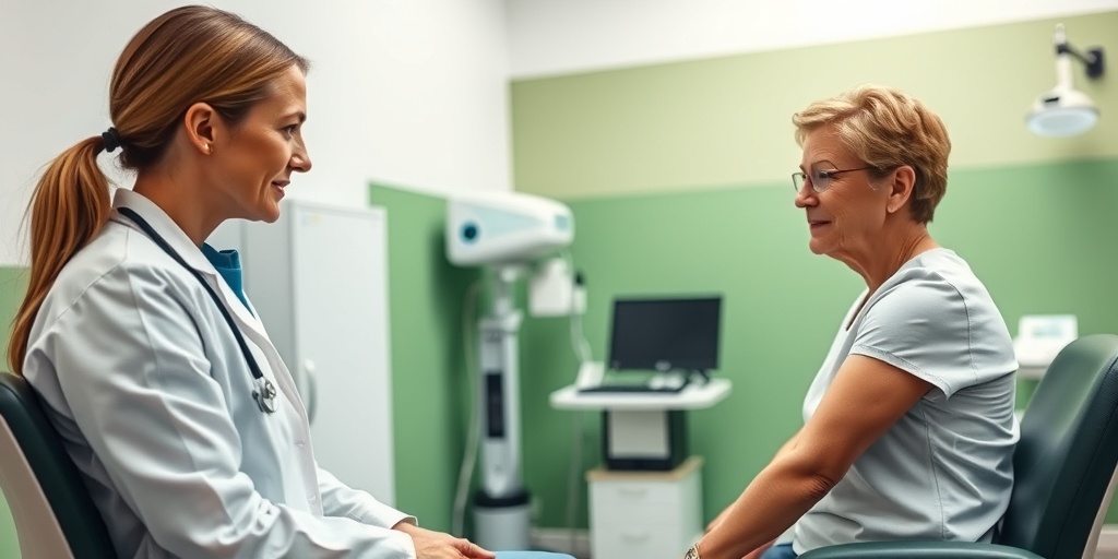 A healthcare professional explains diagnostic tests for Hereditary Angioedema in a modern clinic, emphasizing trust and professionalism.3.png