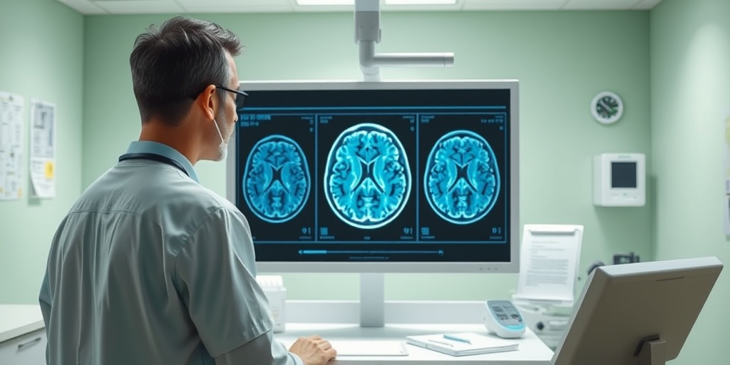 A medical professional examines a brain scan on a digital screen in a modern clinic, emphasizing the importance of accurate diagnosis.  5.png