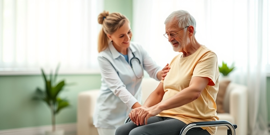 A patient engages in physical therapy with a therapist, highlighting challenges and hope in recovery from skull base chordoma.  4.png