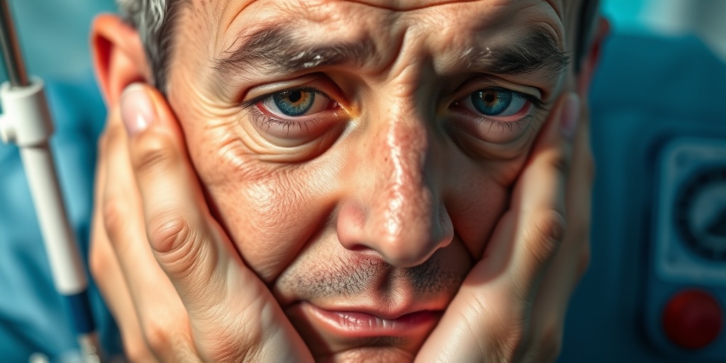 A patient in a clinical setting shows concern over IgA Nephropathy symptoms, with medical equipment surrounding them. 2.png