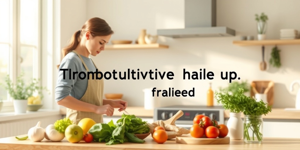 A person preparing a healthy meal in a bright kitchen, emphasizing nutrition's role in preventing Thromboulcerative Colitis flare-ups.5.png