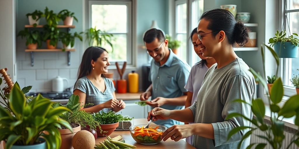 A vibrant patient cooks in a bright kitchen, supported by family, emphasizing resilience in managing PNH.  5.png