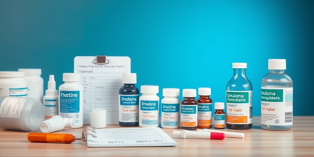 An organized table displays treatment options for Granuloma Annulare, with medical supplies and a calming blue background enhancing the scene. 4.png