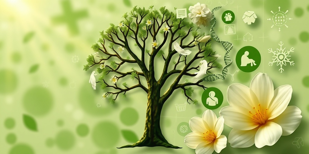 Collage of Guttate Scleroderma risk factors, featuring environmental triggers and genetic elements in a harmonious composition.3.png