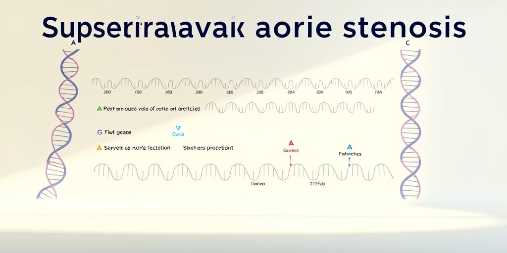 Genetic diagram highlighting hereditary factors of supravalvar aortic stenosis, featuring chromosomes against a clean backdrop.  4.png