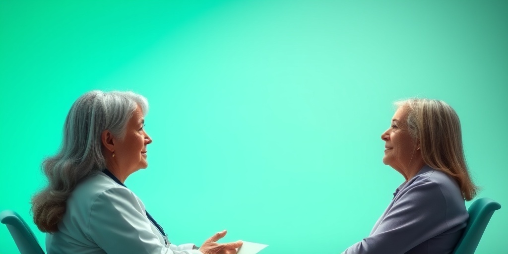 Healthcare professional discusses treatment options with a patient, emphasizing empathy and communication in a calming clinical setting.  4.png