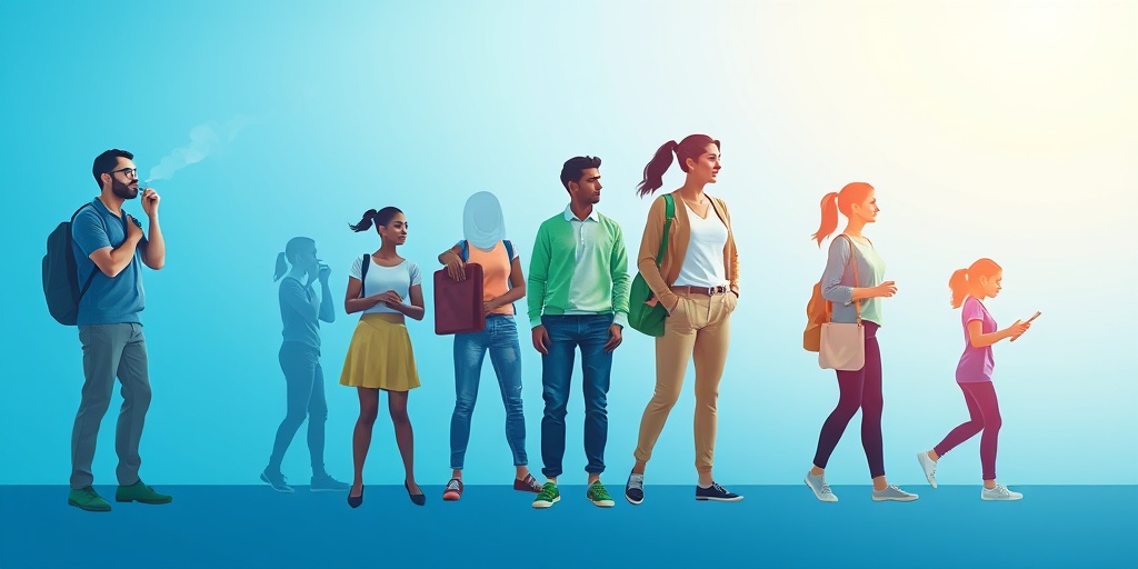 Individuals representing various risk factors for Astrocytoma engage in activities, set against a calming blue background with hints of green.  4.png