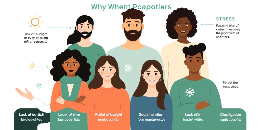 Infographic highlights winter blues risk factors, featuring diverse individuals and visual symbols in a soft palette. 3.png