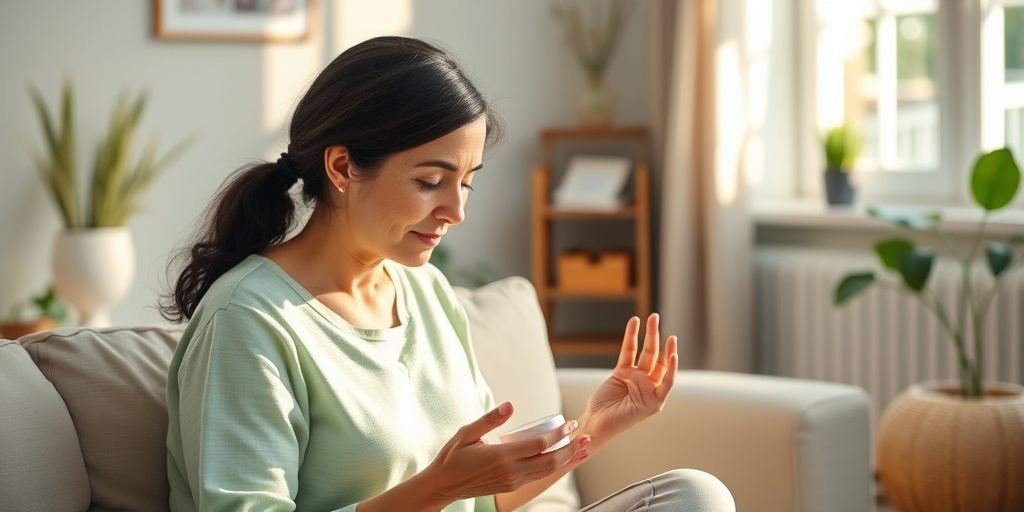 Patient practicing self-care for Guttate Scleroderma in a serene home, emphasizing healing and empowerment through mindfulness activities.5.png