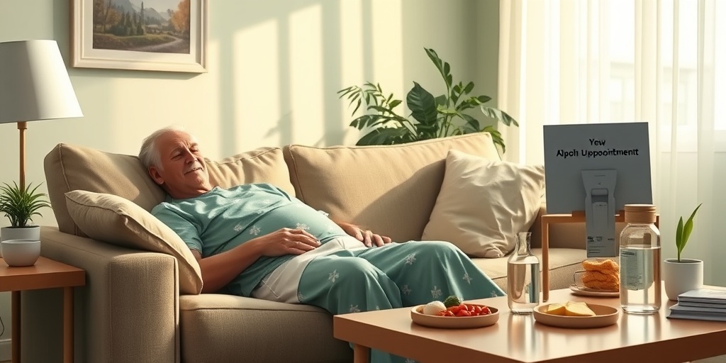 Post-procedure care scene with a resting patient at home, emphasizing recovery, hydration, and family support.  5.png