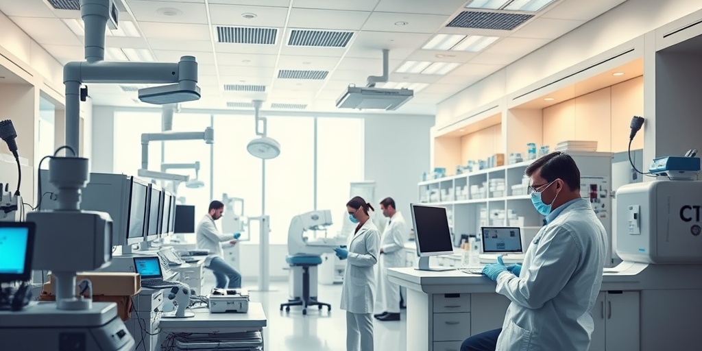 Researchers work in a bright laboratory, focusing on innovative therapies for skull base chordoma, symbolizing hope and progress.  5.png