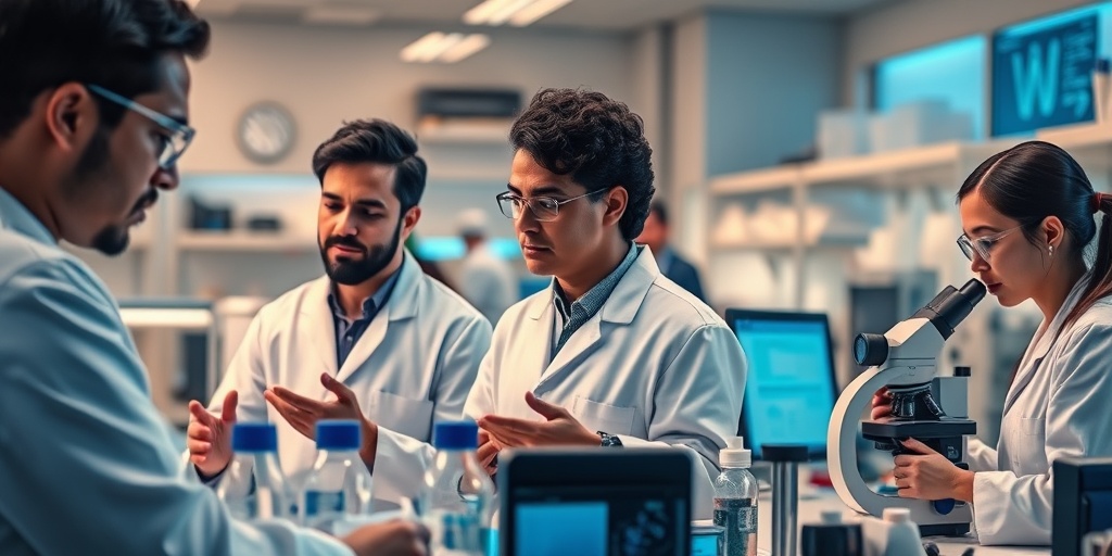 Scientists collaborate in a bright research lab focused on Hereditary Angioedema advancements, symbolizing hope and dedication to new treatments.5.png