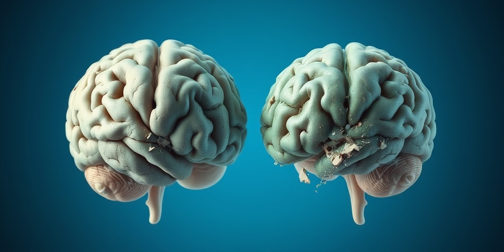 Split image of a healthy brain versus a deteriorated brain, illustrating the long-term effects of crystal meth addiction.  3.png