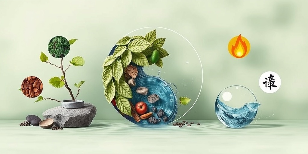 A beautifully designed yin-yang symbol surrounded by the five elements, radiating balance and harmony.  2.png