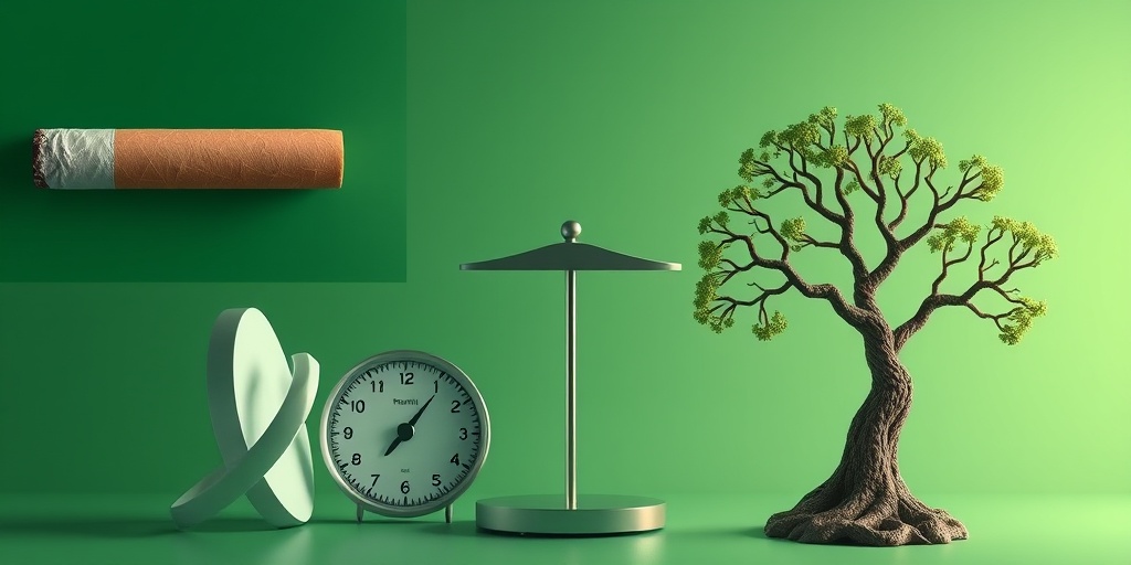 A collage of risk factors for Pulmonary Arterial Hypertension includes a cigarette, scale, and family tree, set against a green backdrop. 3.png