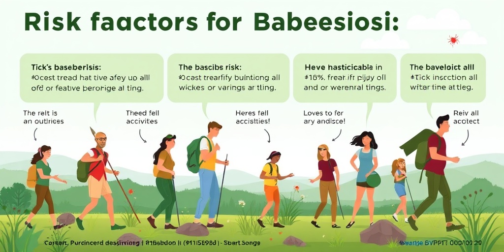 A diverse group engages in outdoor activities, illustrating Babesiosis risk factors in a serene, green landscape.  3.png