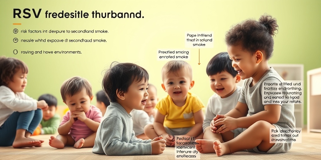 A diverse group of children in daycare, highlighting RSV risk factors like prematurity and secondhand smoke in a playful environment.3.png