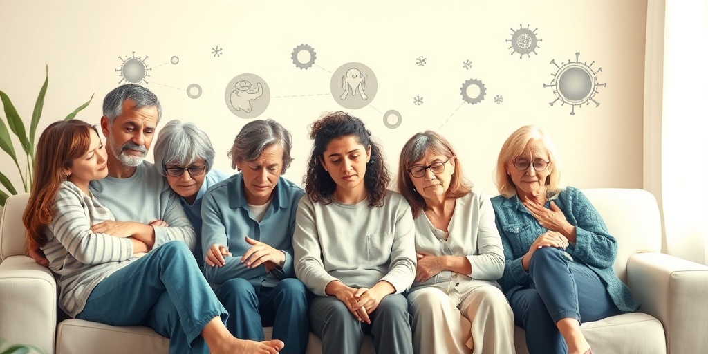 A diverse group therapy session captures individuals with Weir-Mitchell Disease, expressing hope amidst discomfort. 2.png