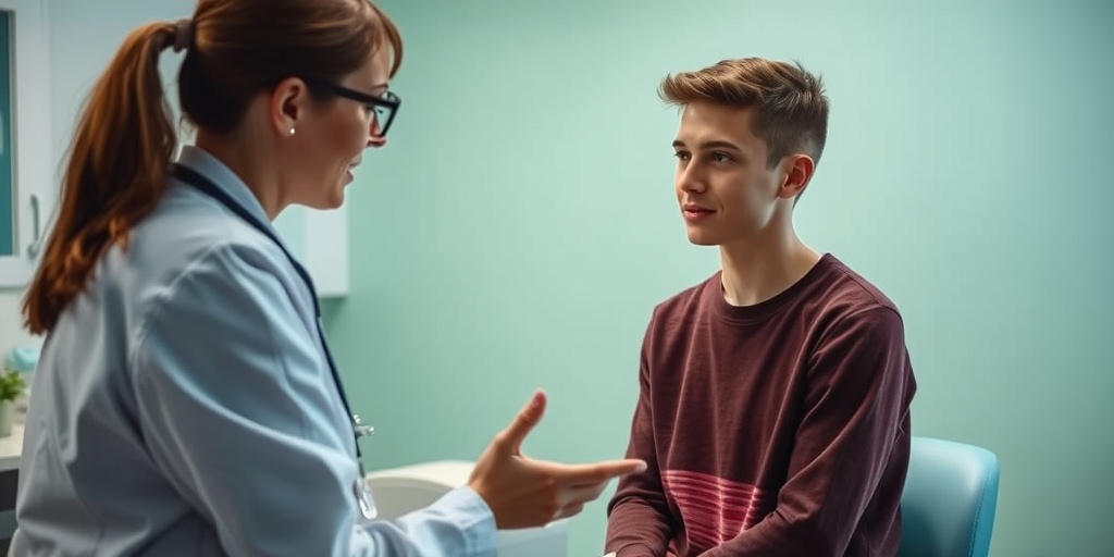 A healthcare professional assesses a young adult's apraxia through engaging tasks in a supportive clinic environment.  4.png