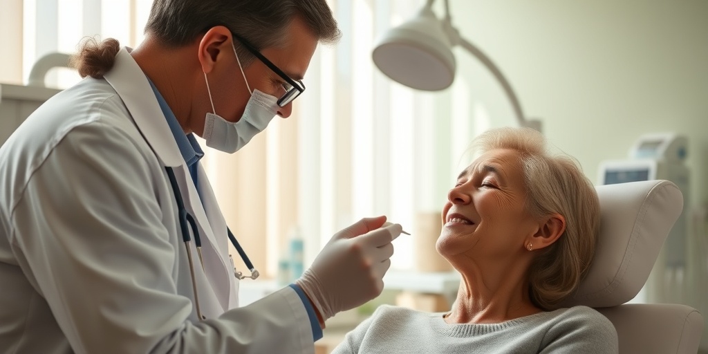 A healthcare professional connects with a hopeful patient while administering a placebo in a tranquil, softly lit environment.4.png