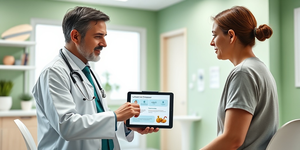 A healthcare professional discusses treatment options with a patient, showcasing a supportive and modern clinic environment.  4.png