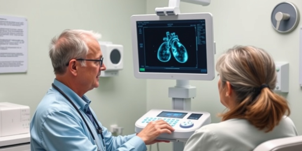 A healthcare professional performs an echocardiogram, showcasing advanced technology and a calm atmosphere for accurate diagnosis.  4.png