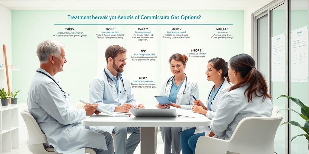 A multidisciplinary healthcare team discussing treatment options for Agenesis, surrounded by therapy tools and educational materials.  4.png