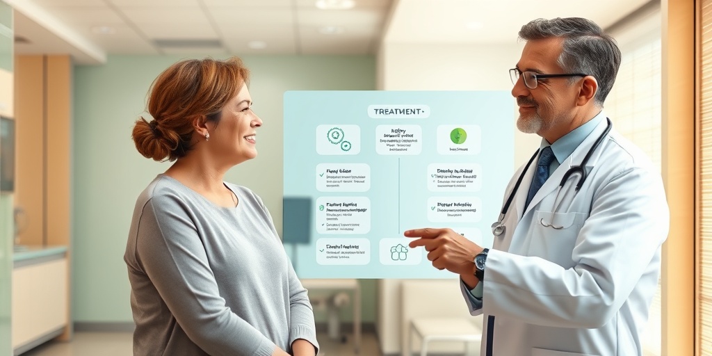 A patient consulting a doctor in a modern facility, discussing ADPKD treatment options with a digital display of plans.4.png