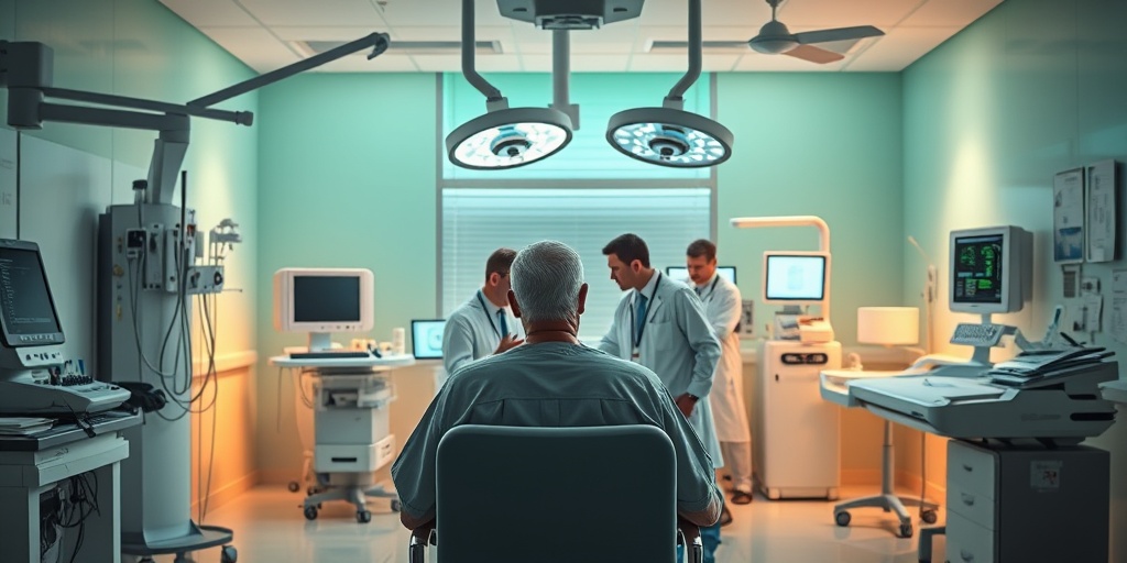 A patient consults with a medical team in a modern treatment room, surrounded by advanced technology and supportive atmosphere.  4.png