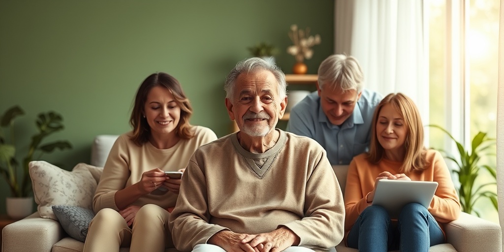 A patient engages in daily life with family, surrounded by support, in a warm atmosphere reflecting resilience against Arachnoidal Fibroblastoma.  5.png