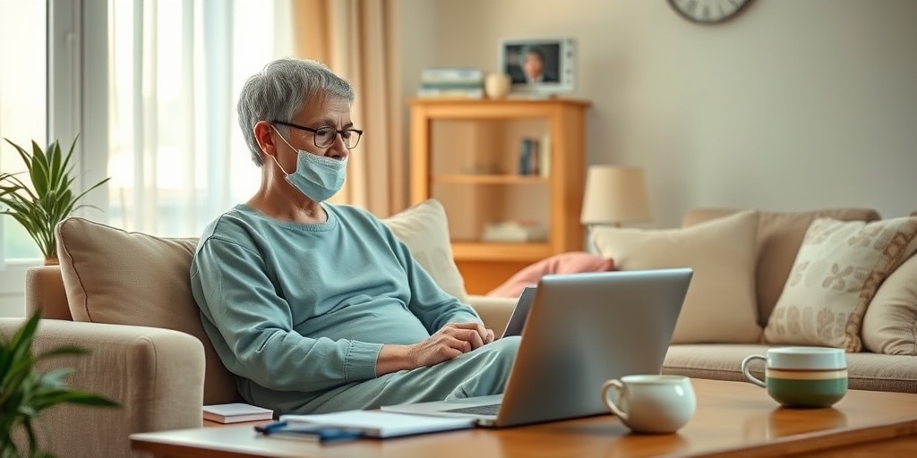 A patient enjoys a virtual consultation at home, symbolizing ongoing support and care after outpatient treatment.  5.png