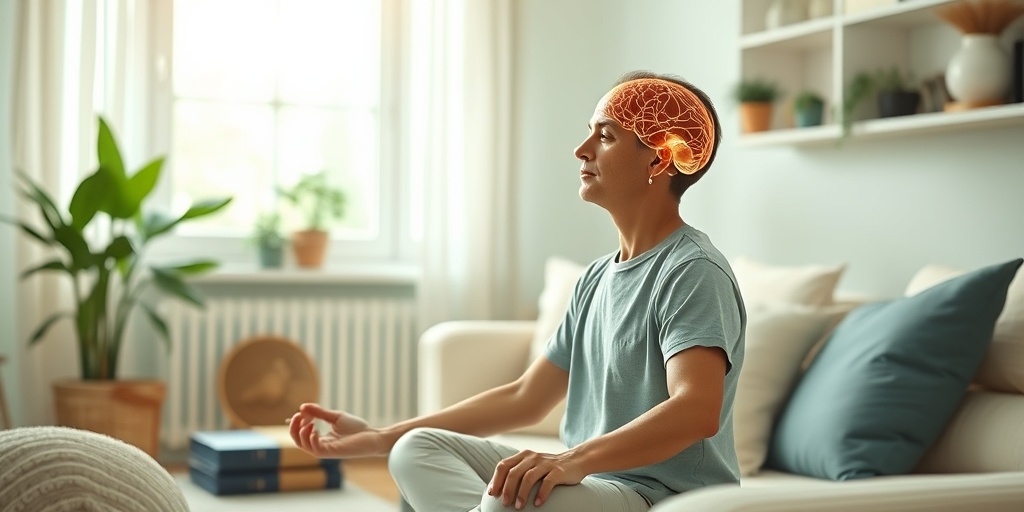 A person practices mindfulness in a serene home, symbolizing resilience while living with an arteriovenous malformation.  5.png