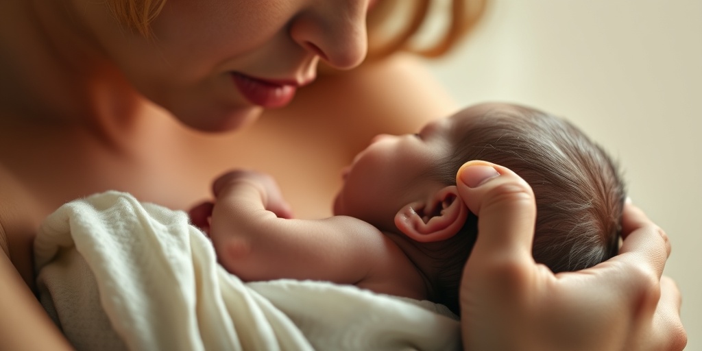 Close-up of a mother's hands cradling her newborn, showcasing warmth and vulnerability against a creamy white backdrop. 2.png