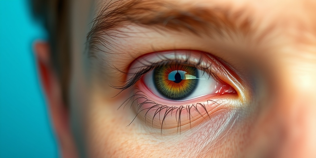 Close-up of an eye showing subtle yellowing of the sclera, highlighting awareness of Gilbert's Disease symptoms.  2.png