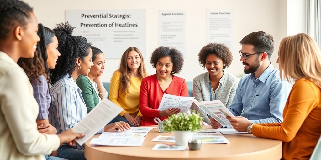 A diverse group participates in a health workshop, learning prevention strategies for Fitz Hugh Curtis Syndrome in an engaging environment.4.png