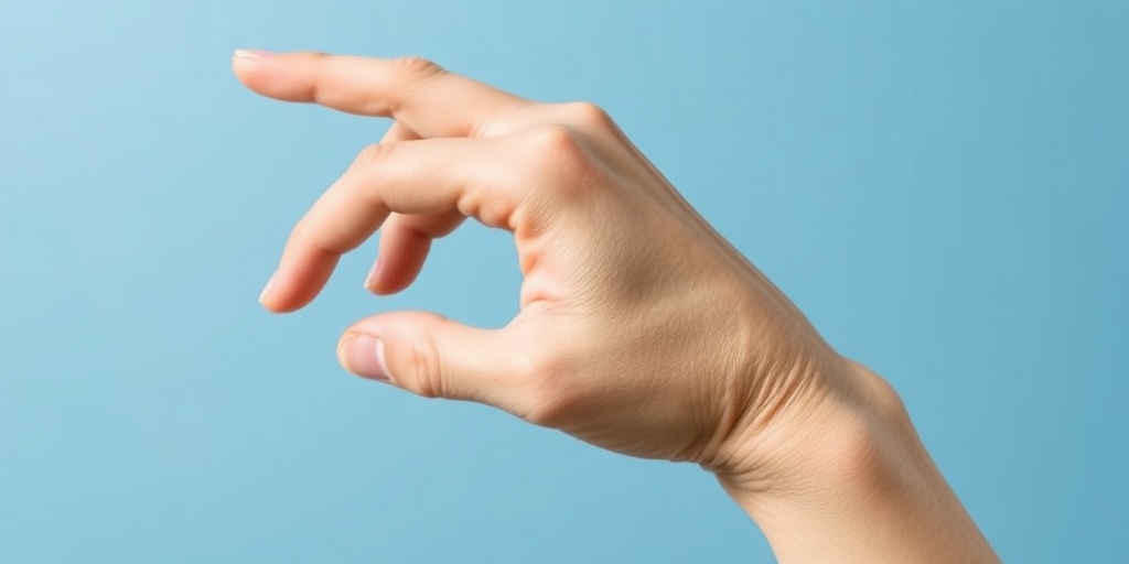 Close-up of a hand shaking while reaching for an object, set against a calming blue background. 2.png
