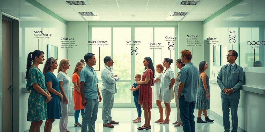 Diverse individuals in a clinical setting highlight genetic links to Dowling-Meara Syndrome, fostering understanding and compassion.  3.png