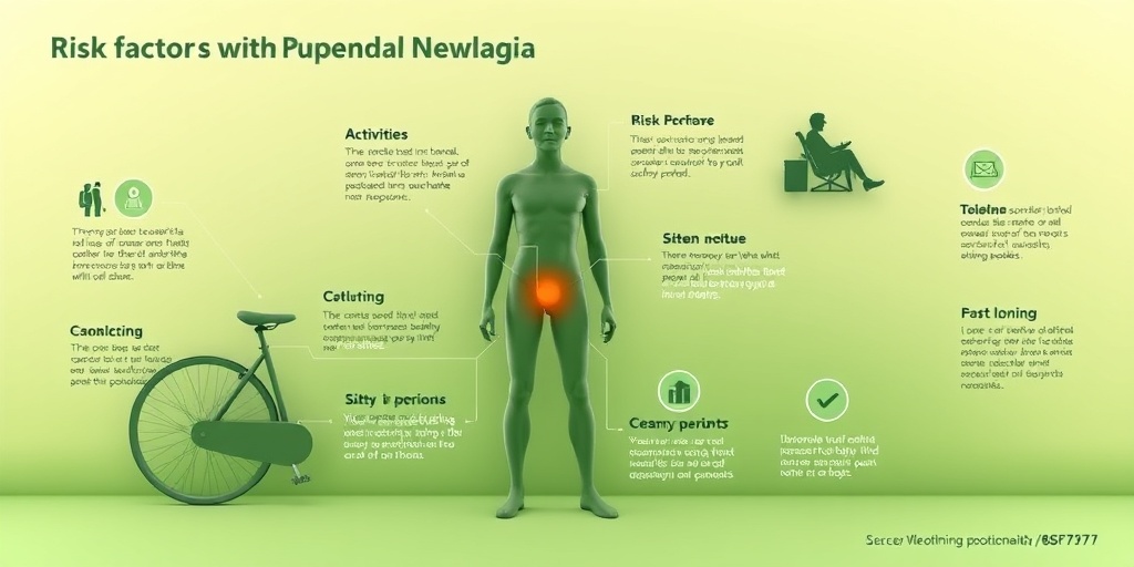 3D render illustrating risk factors for pudendal neuralgia, featuring silhouettes of cycling and prolonged sitting activities.  3.png