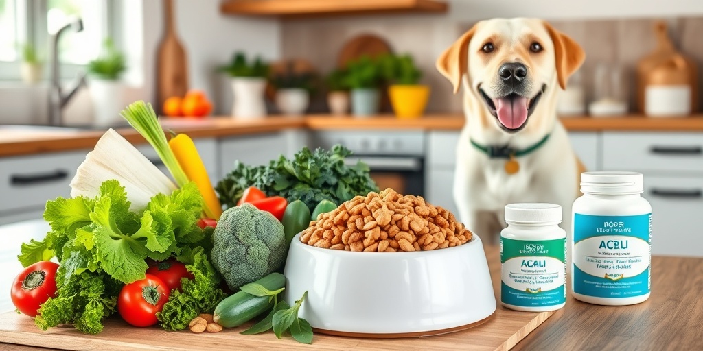 A Labrador retriever eagerly awaits nutritious dog food in a modern kitchen, showcasing the importance of balanced nutrition.  3.png
