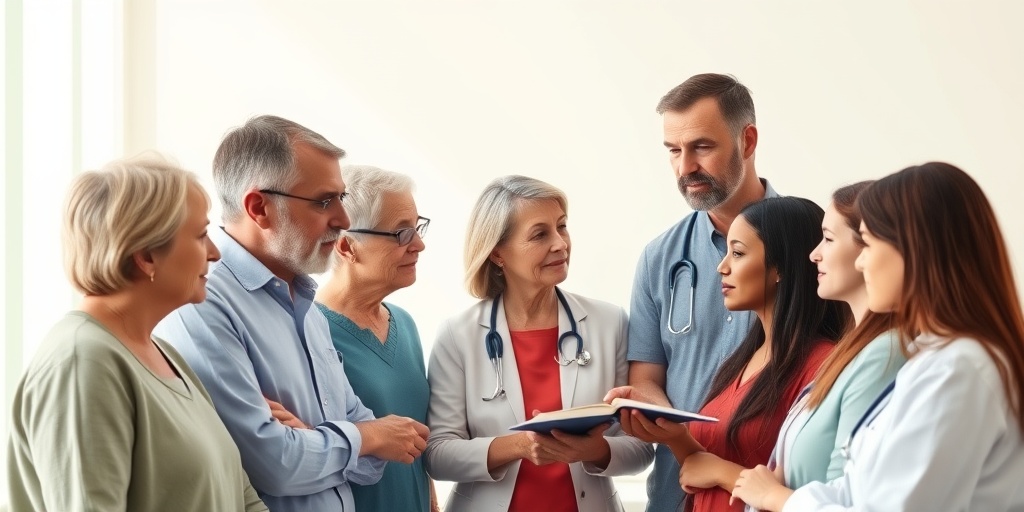 A diverse group discusses Giant Cell Arteritis risk factors in a clinical setting, emphasizing awareness and education among patients. 3.png
