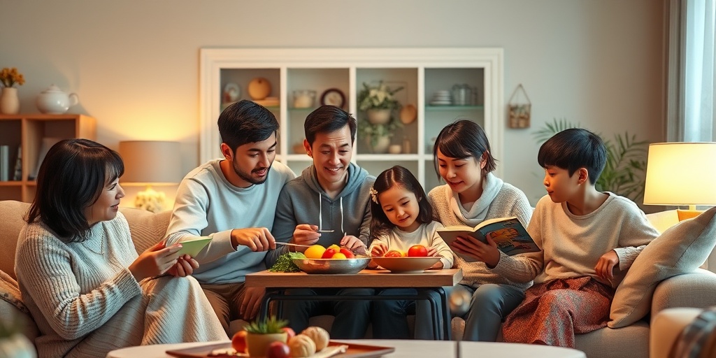 A family shares moments of love and support in their cozy living room while living with Glucocerebrosidase Deficiency.  4.png