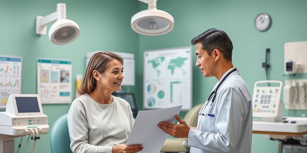 A healthcare professional discusses treatment options with a patient in a bright clinical environment, emphasizing collaboration and care. 4.png
