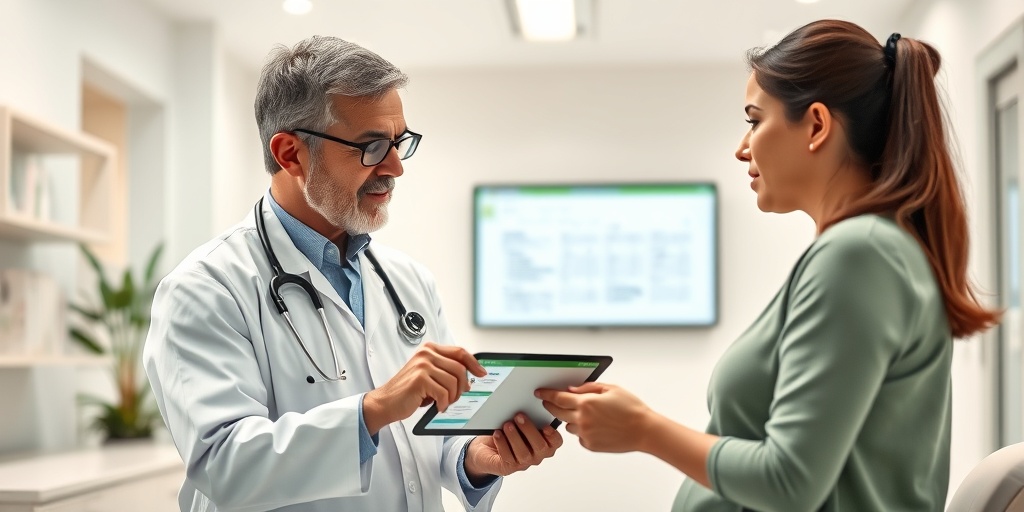 A healthcare professional discusses treatment options with a patient in a bright, welcoming clinic environment. 4.png