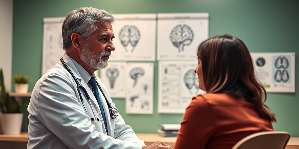 A healthcare professional listens intently to a patient in a modern clinic, emphasizing empathy in migraine diagnosis.  3.png