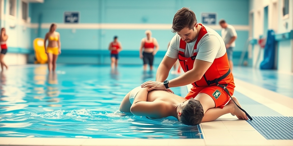 A lifeguard performs CPR on a simulated victim, illustrating the urgency of emergency response in drowning situations. 5.png