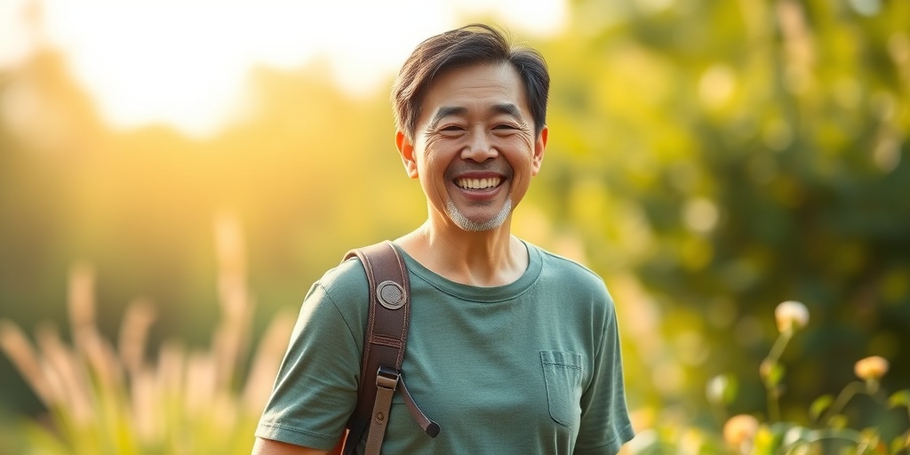 A patient joyfully engaging in gardening outdoors, symbolizing hope and recovery from Fong Disease in a serene setting.  5.png