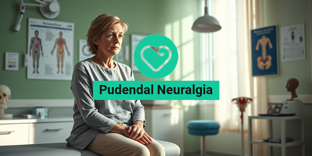 A serene medical consultation room with a concerned woman on an examination table, softly lit in calming colors. β’ Yesil Health AI