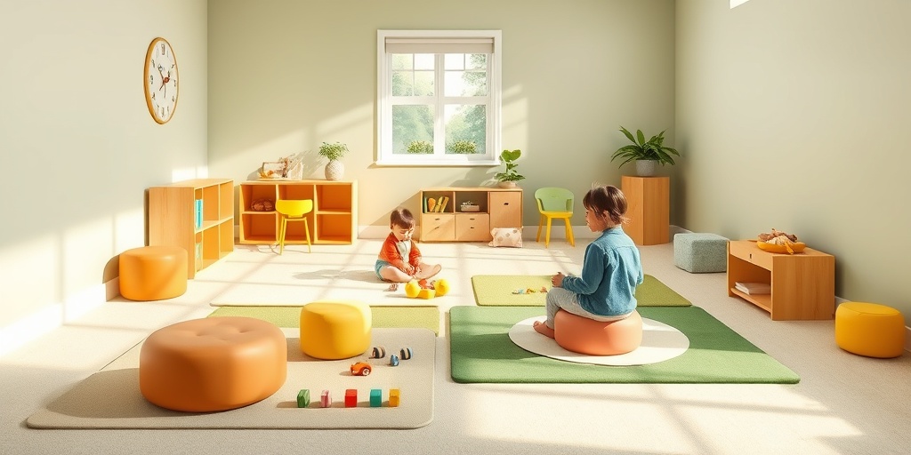 A vibrant play area with soft mats and colorful toys, illuminated by natural light, ensuring a safe exploration space.  4.png