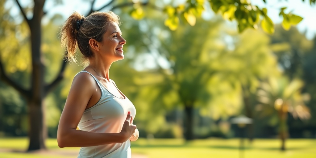A woman practicing yoga in a sunlit park, reflecting hope and resilience while embracing her journey with Hashimoto's Disease.  5.png