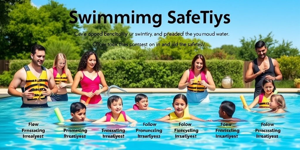 Adults and children practice swimming safety tips, wearing life jackets and enjoying a community-focused pool environment. 4.png